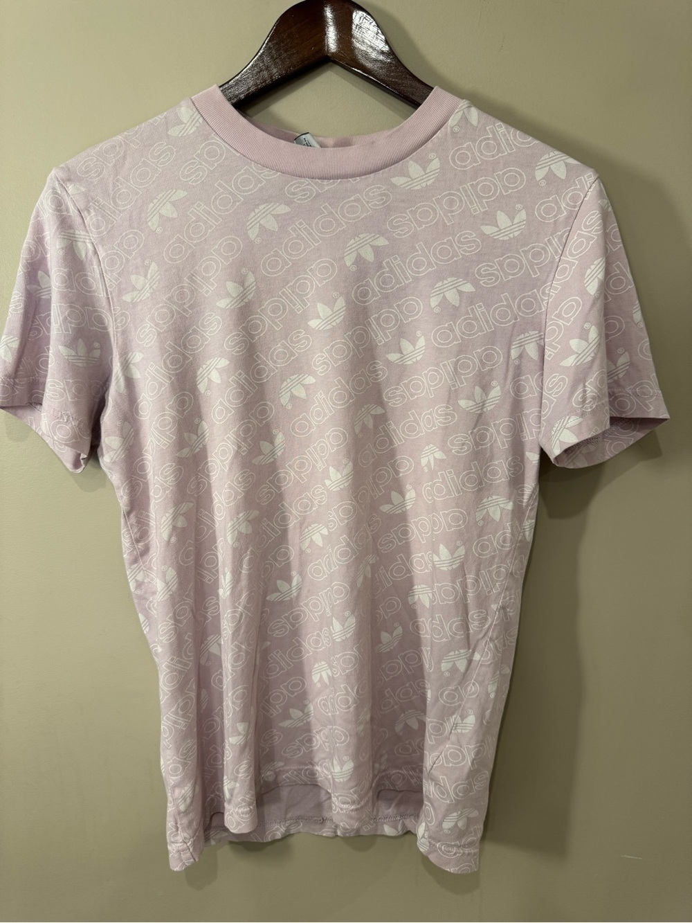 Adidas Originals All Over Trefoil Logo Tee Women’s Small Pink Graphic T-Shirt - Picture 3 of 7